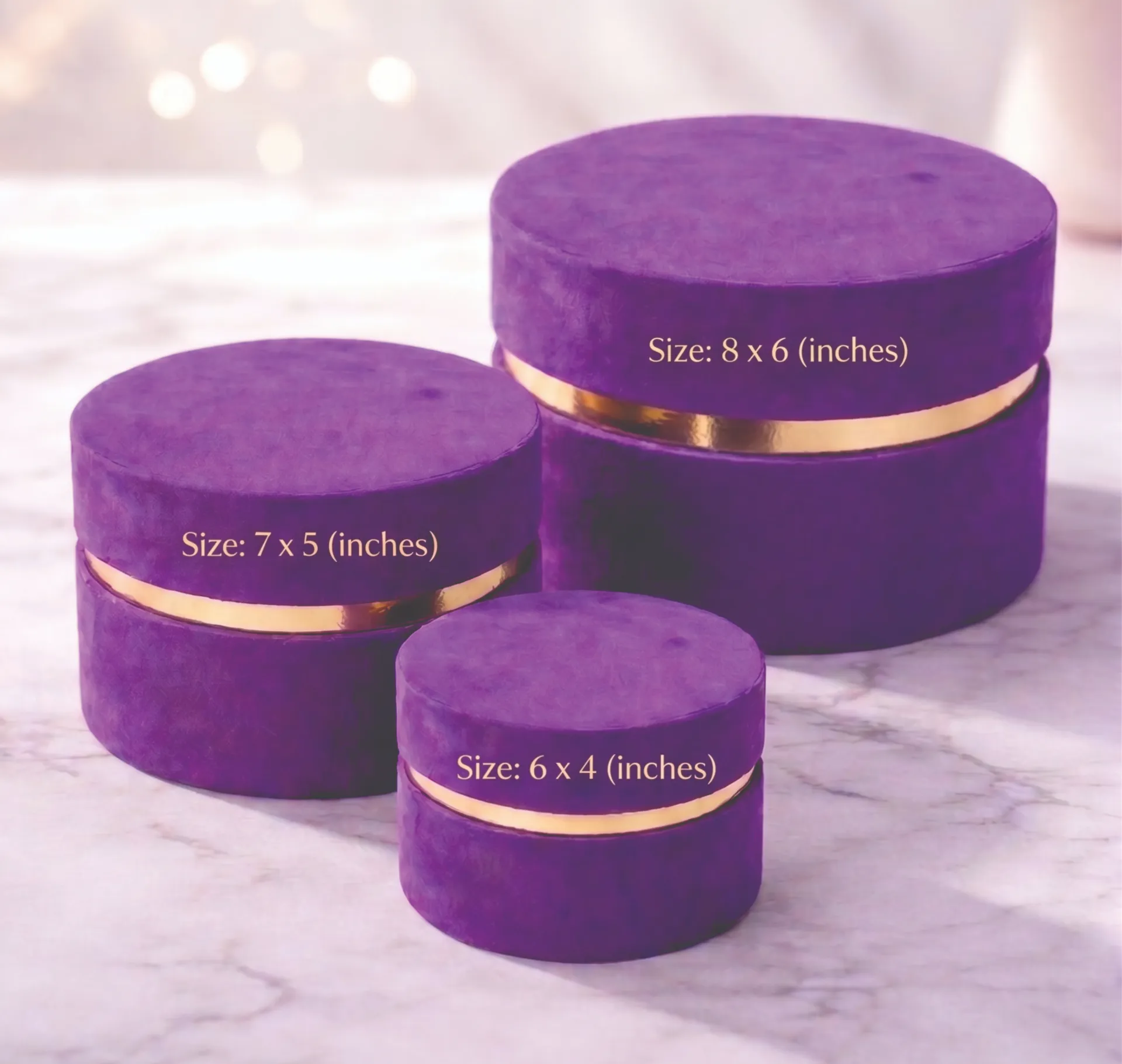Round Velvet Box 6×8″ — RV1